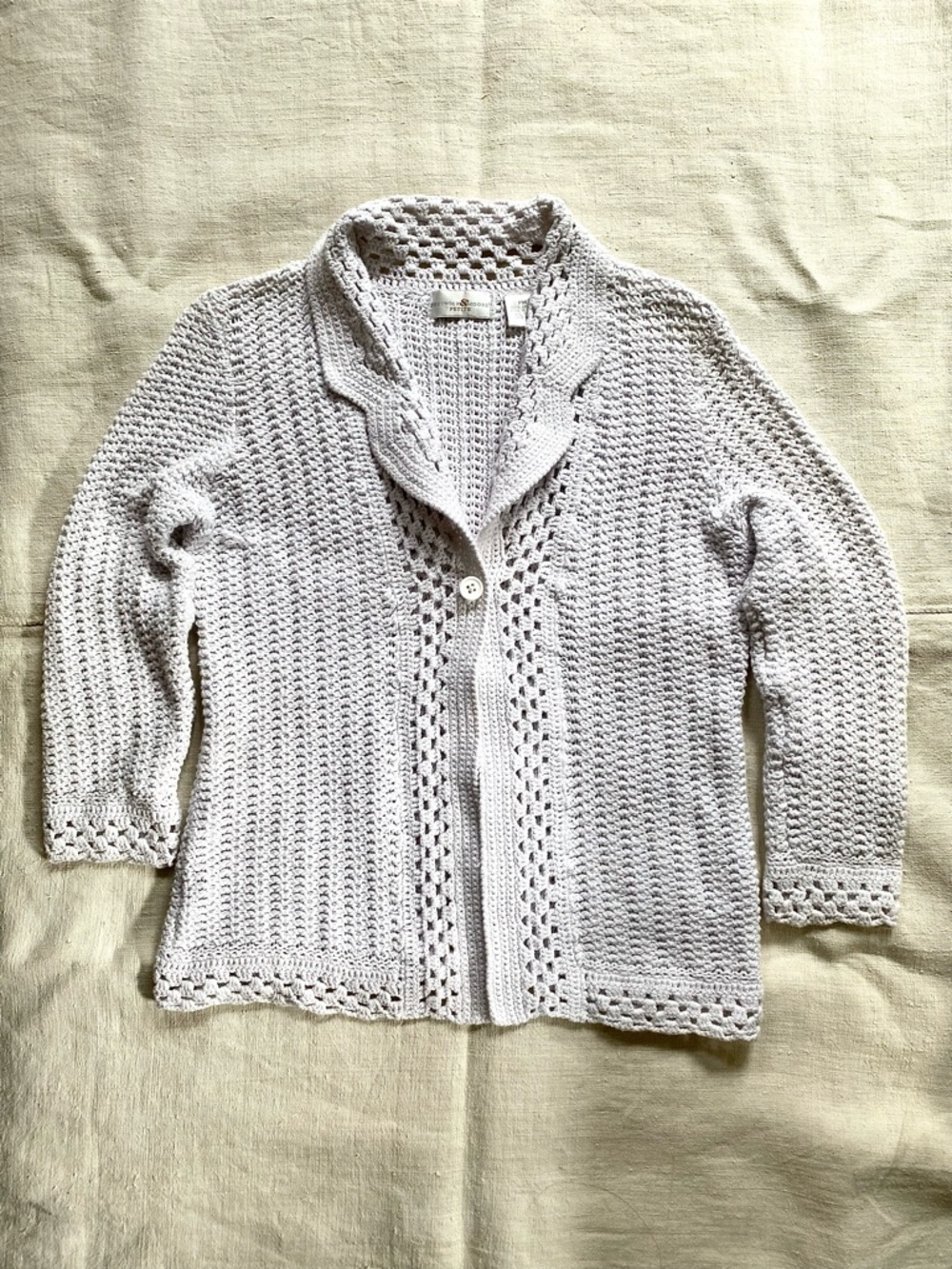VTG Pure Cotton Knit Crochet Cardigan